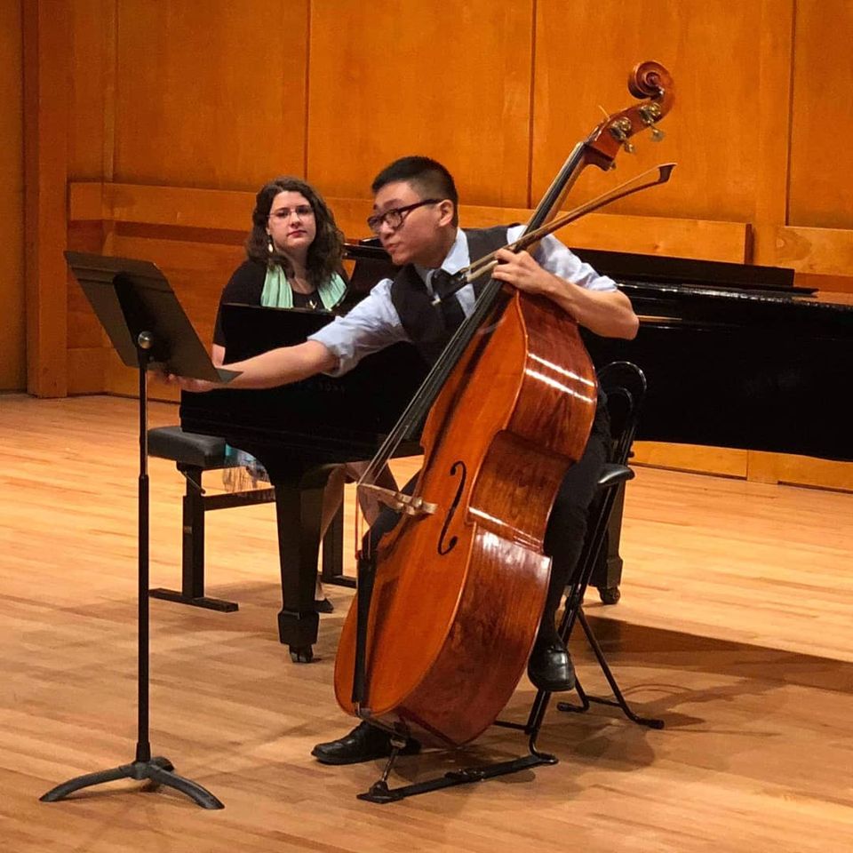 Image of Tommy Wu's solo double bass recital.